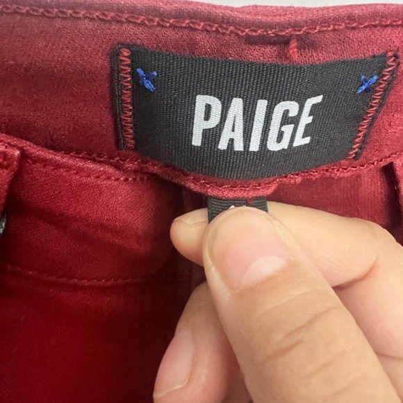 Paige Verdugo Luxe Coating Ankle Jeans Red - Looks like Leather! - Picture 5 of 9